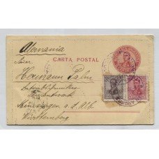 ARGENTINA 1911 ENTERO CARTA POSTAL CIRCULADO A ALEMANIA CON MATASELLO SAN ANDRES TUCUMAN, MUY RARA